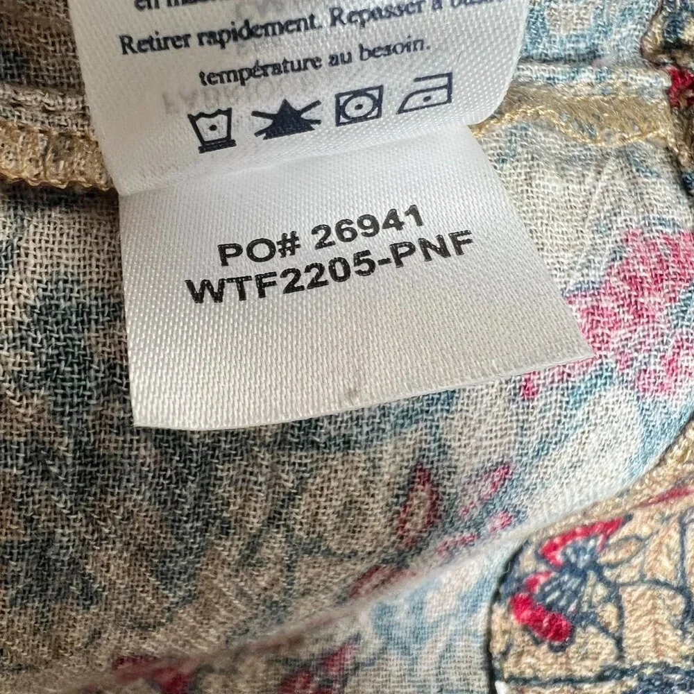 Faherty B. Yellowtail Womens Floral Ruffle Trim Bodhi Top Blouse Size L  NEW - Picture 9 of 11